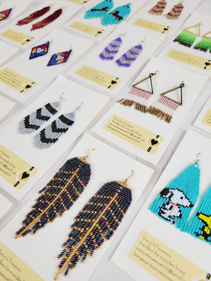 Tracey's Treasures, Large Dangle Beaded Earrings