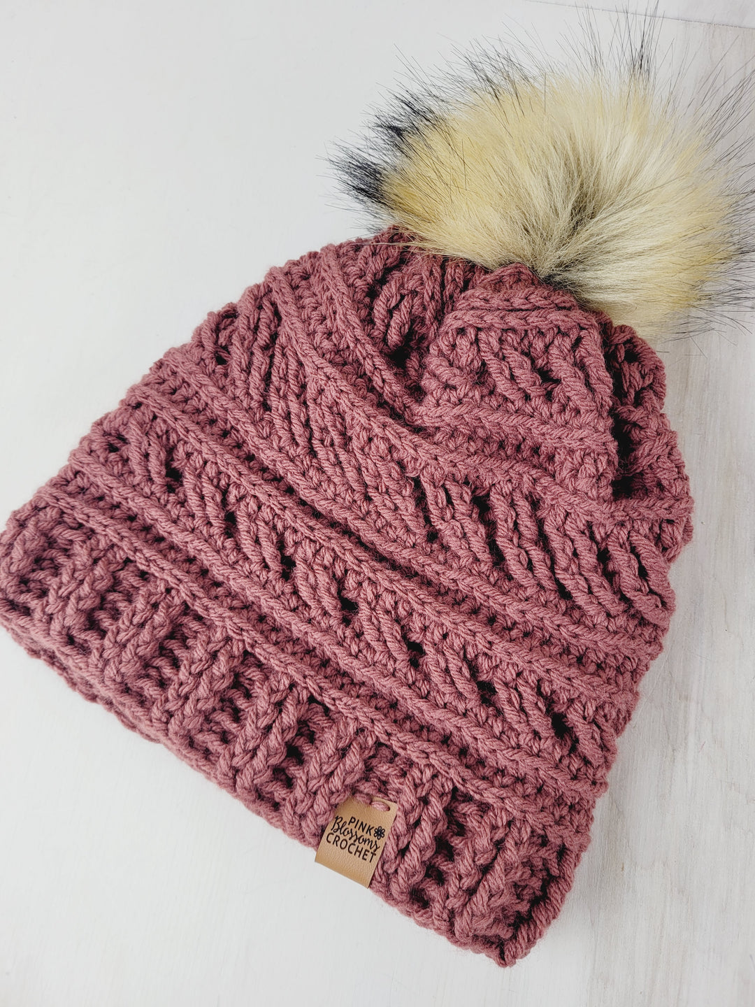 Pink Blossom Crochet, Kids Snap PomPom Crocheted Toques