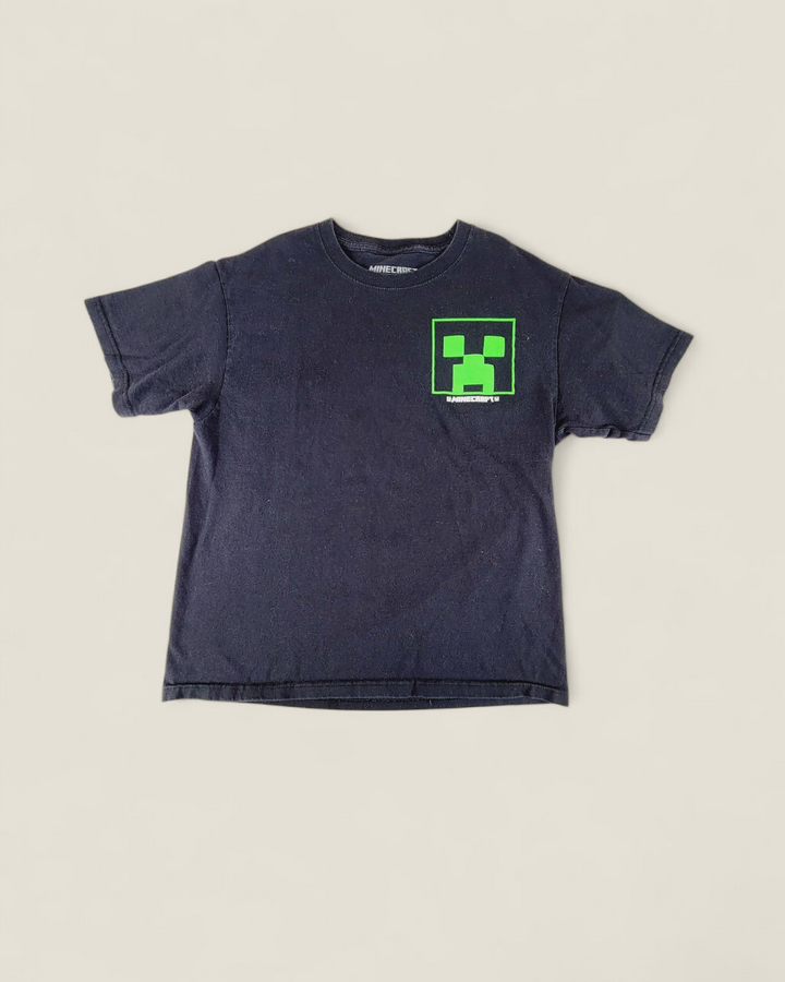 MINECRAFT BLACK TEE (BACK GRAPHIC) YOUTH LARGE PRE-LOVED