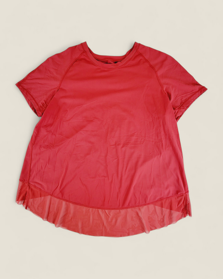 LULULEMON CORAL ACTIVE TEE LADIES MEDIUM PRE-LOVED