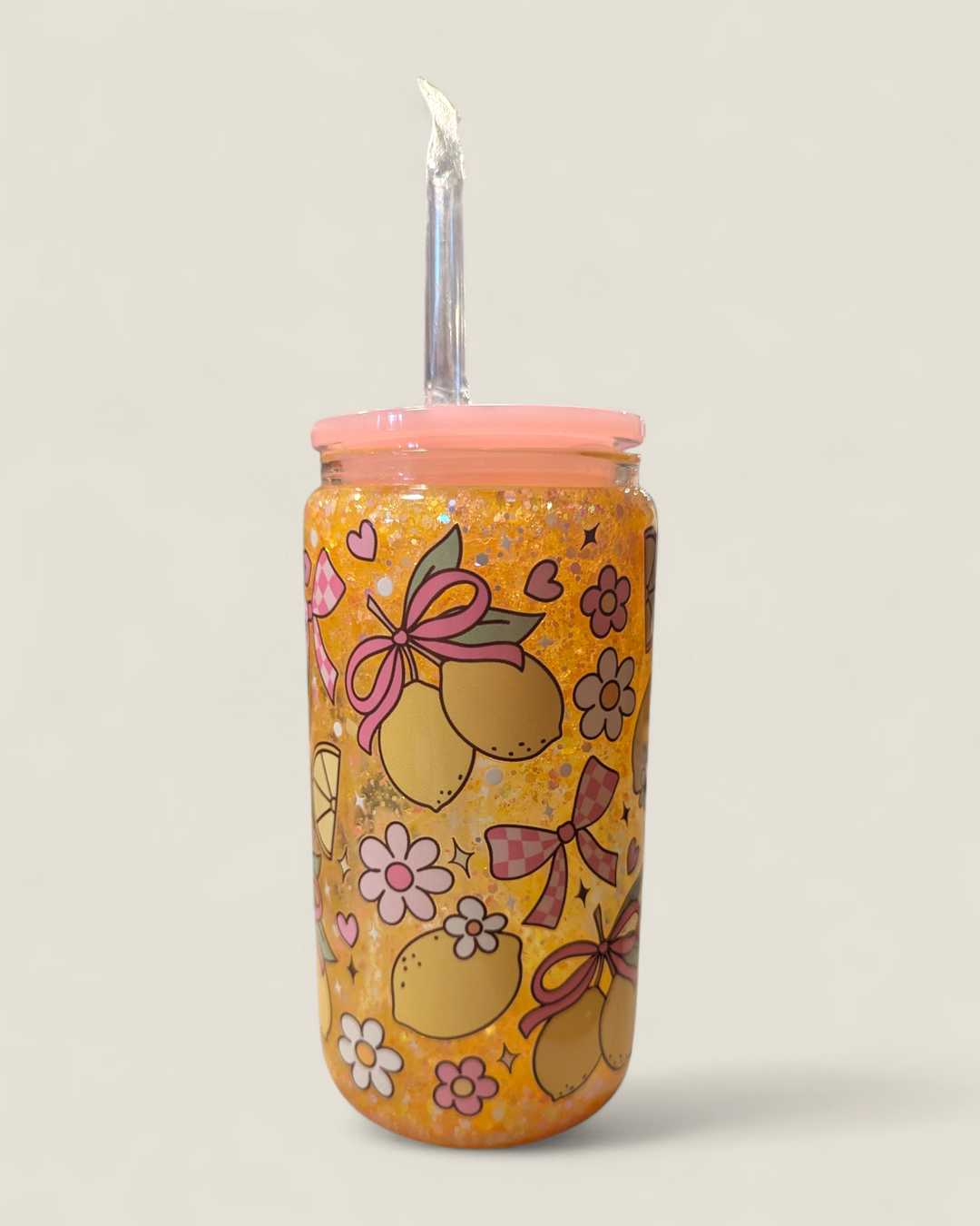 Lindsay's Creations, Fog & Glitter Glass Tumbler with Lid