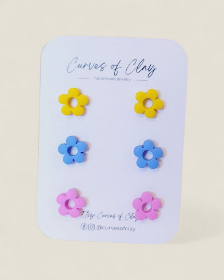 Curves of Clay, Everyday Stud Earrings 3 Pack