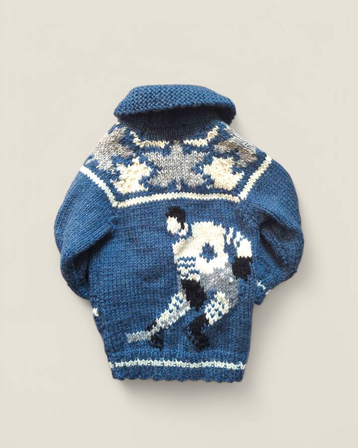 HANDMADE HOCKEY KNIT SWEATER APPROX 5/6Y PRE-LOVED