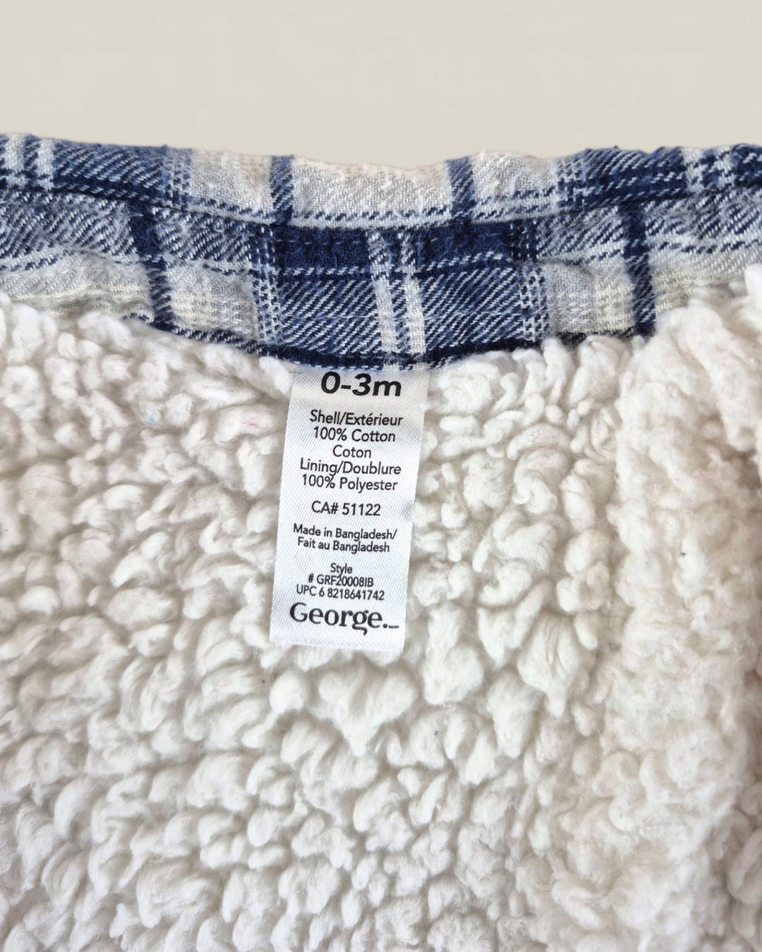 Pre-Loved George Blue Plaid Jacket Boys 0-3M | Betty’s Marketplace