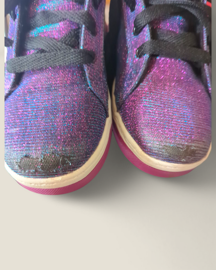 HEELIES PURPLE/BLUE GLITTER ROLLER SHOE YOUTH 2 PRE-LOVED