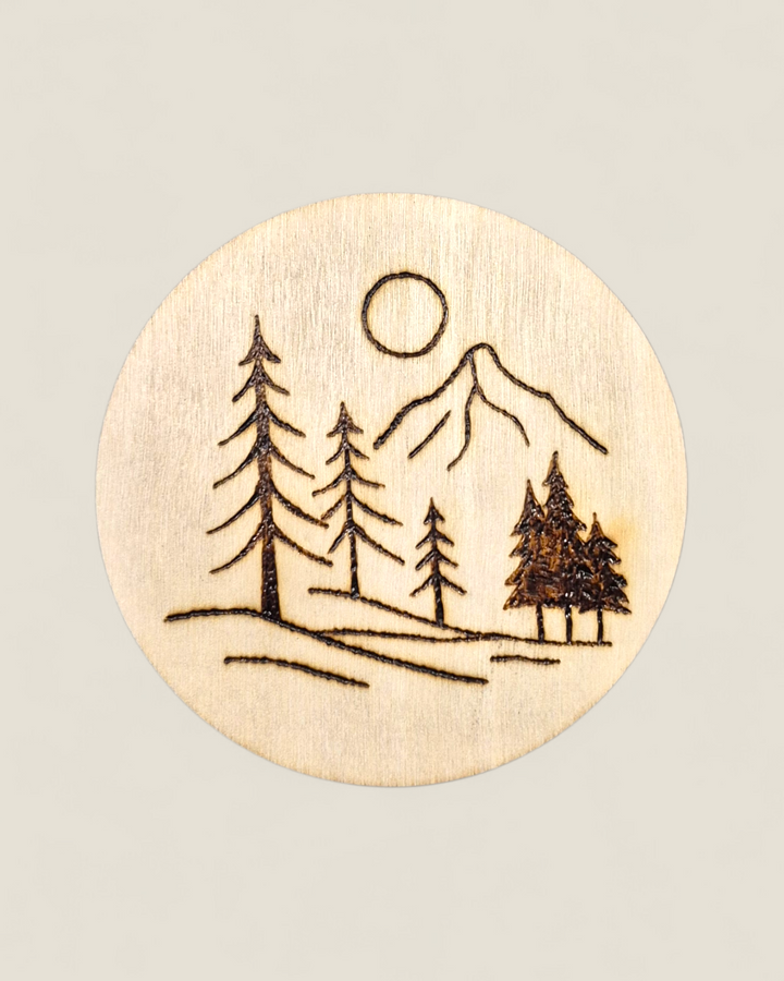 Marked In Wood, Wood Burnt Cork Backed Coasters