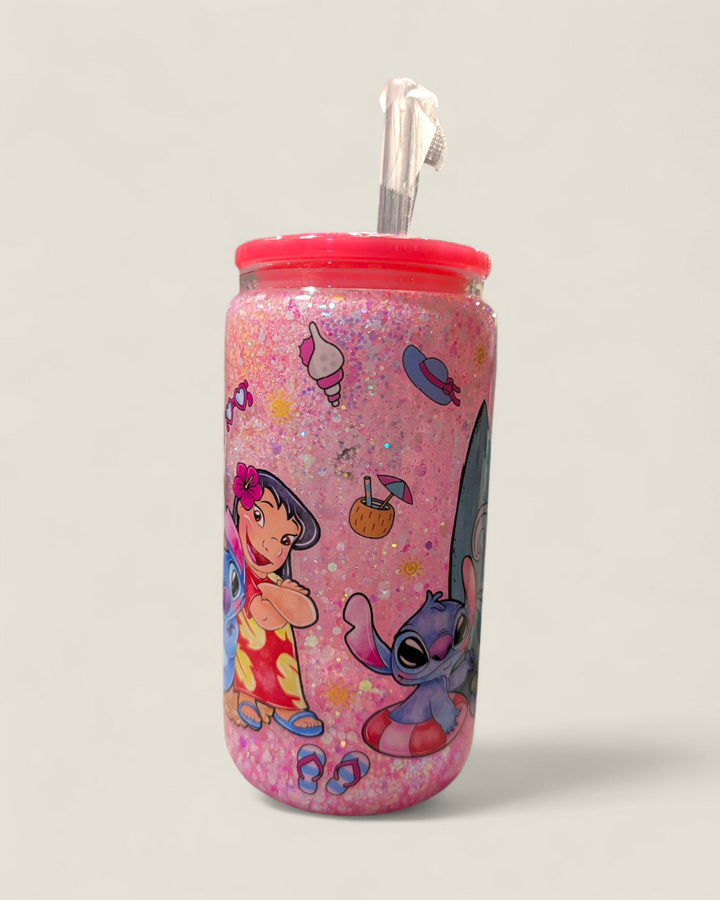 Lindsay's Creations, Fog & Glitter Glass Tumbler with Lid