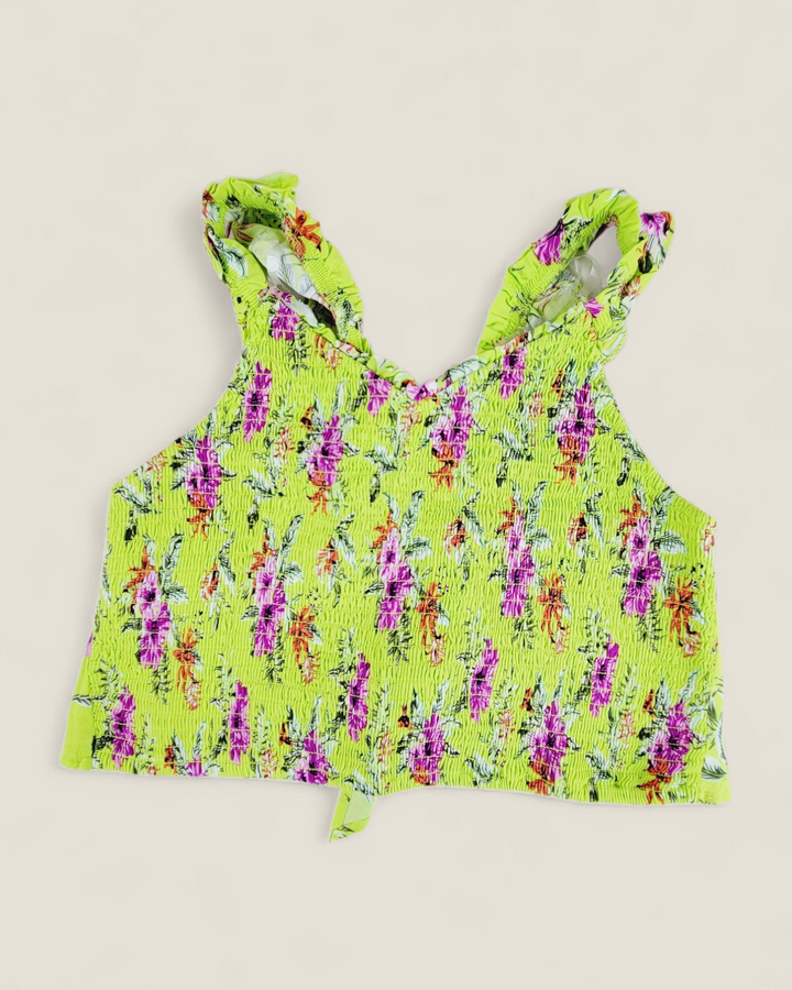MY SISTERS CLOSET GREEN FLORAL CROP TOP YOUTH 2XL PRE-LOVED