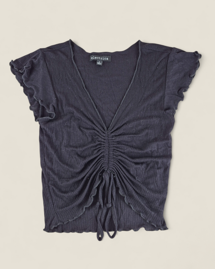 Pre-Loved Electrica Black Cinched Front Top Ladies Small | Betty’s Marketplace