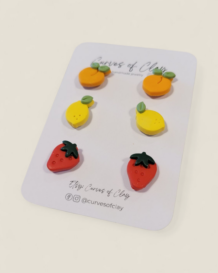Curves of Clay, Everyday Stud Earrings 3 Pack
