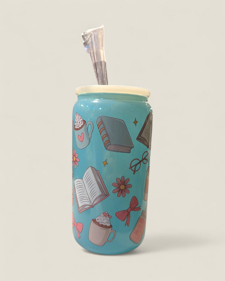 Lindsay's Creations, Fog & Glitter Glass Tumbler with Lid