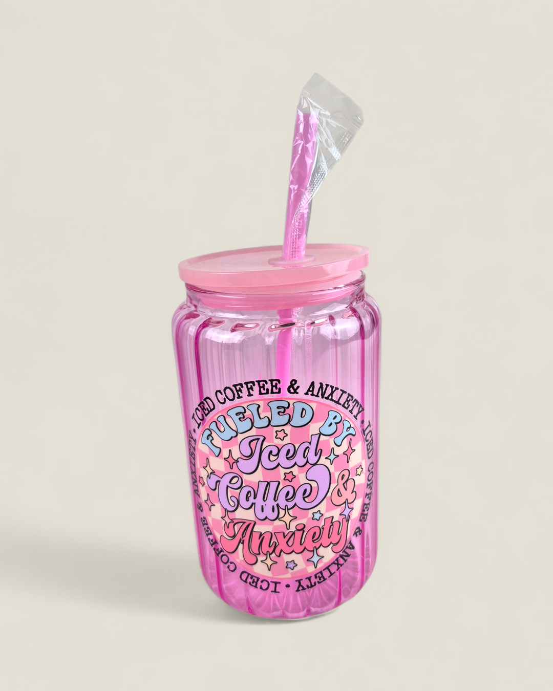 Lindsay's Creations, Fog & Glitter Glass Tumbler with Lid