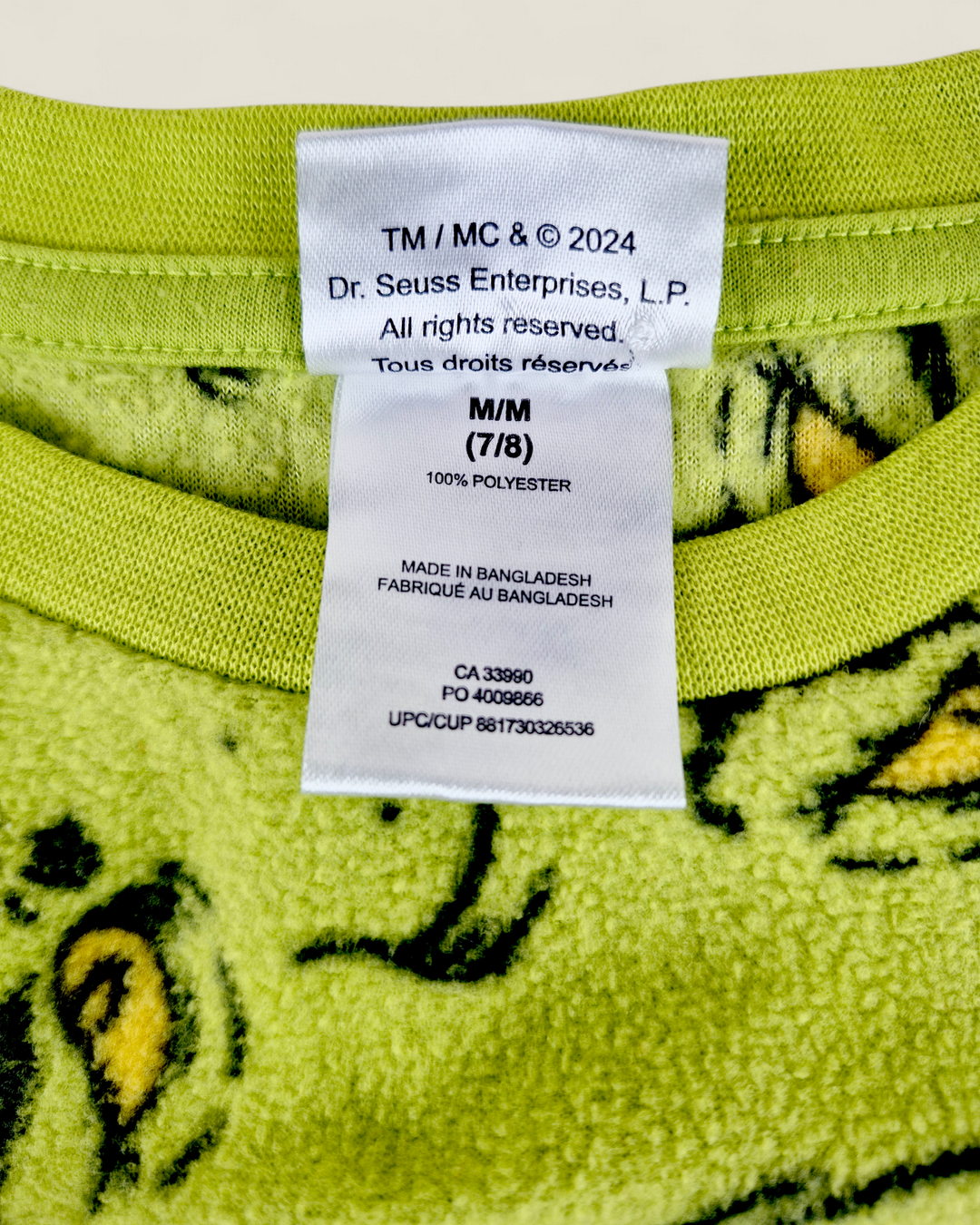 Pre-Loved The Grinch Fleece Pyjama Set Kids 7-8Y | Betty’s Marketplace