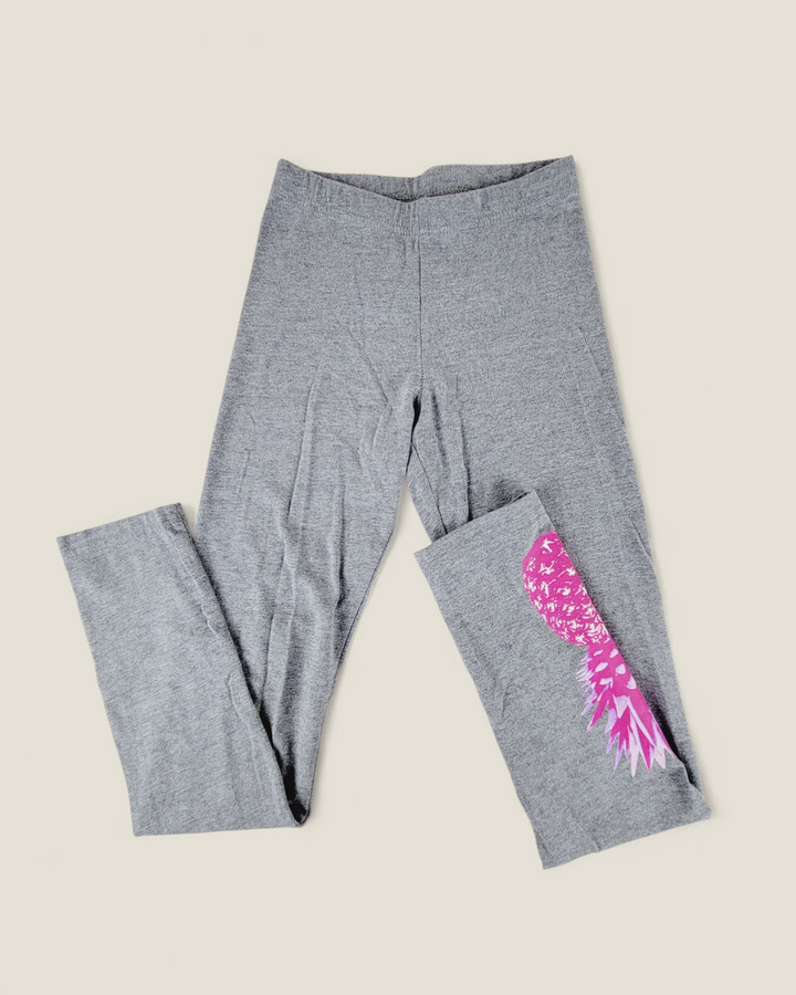 OLD NAVY GREY PINEAPPLE LEGGINGS GIRLS 8Y PRE-LOVED