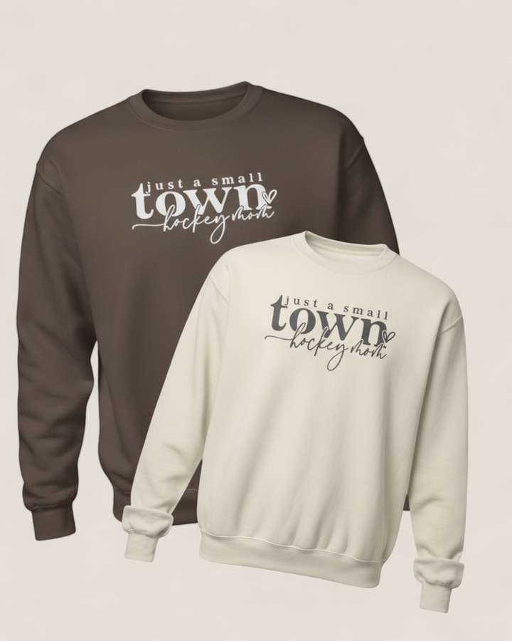 Audreeve, Small Town Hockey Mom Crewneck Sweaters