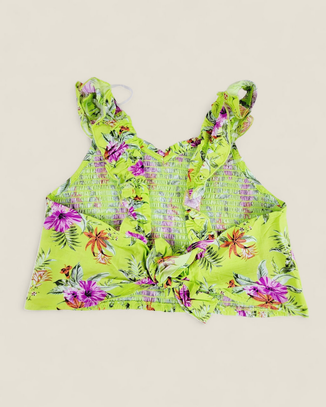 MY SISTERS CLOSET GREEN FLORAL CROP TOP YOUTH 2XL PRE-LOVED