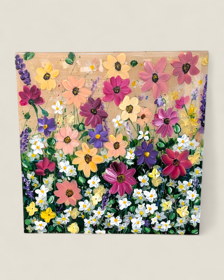 Kristi Scott Art, Resin Flower Meadow Wall Art with Resin