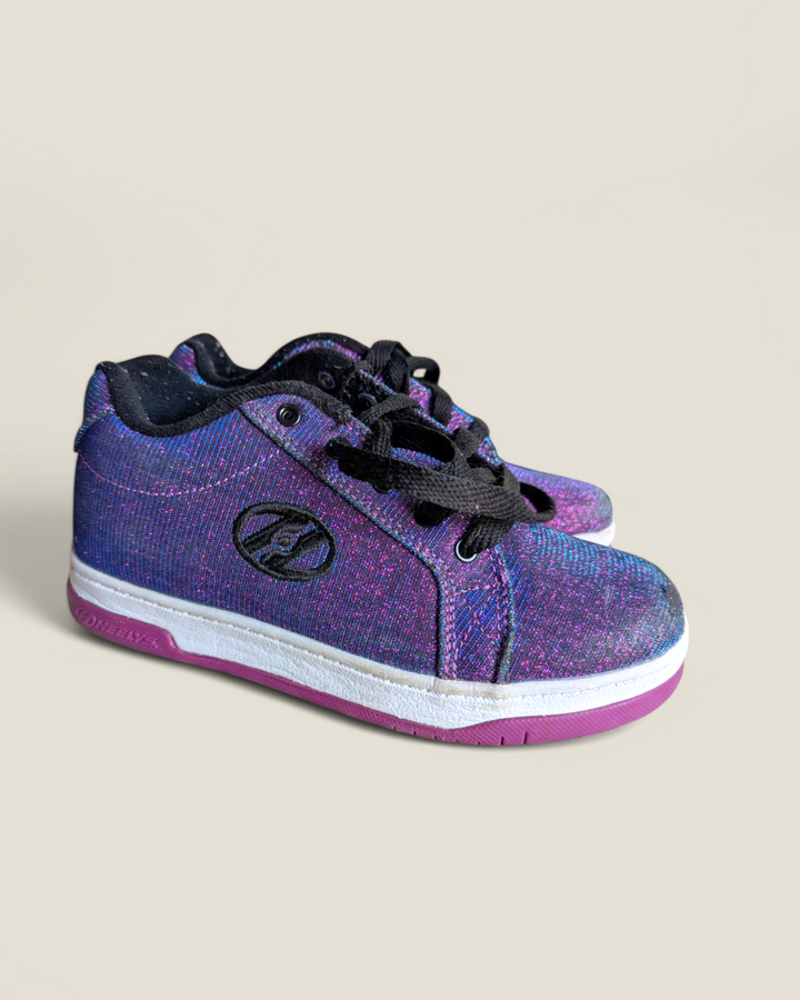 HEELIES PURPLE/BLUE GLITTER ROLLER SHOE YOUTH 2 PRE-LOVED