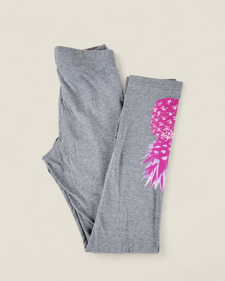 OLD NAVY GREY PINEAPPLE LEGGINGS GIRLS 8Y PRE-LOVED