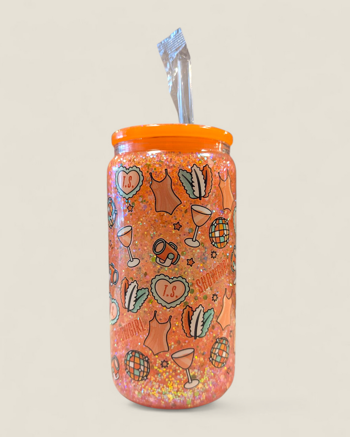 Lindsay's Creations, Fog & Glitter Glass Tumbler with Lid