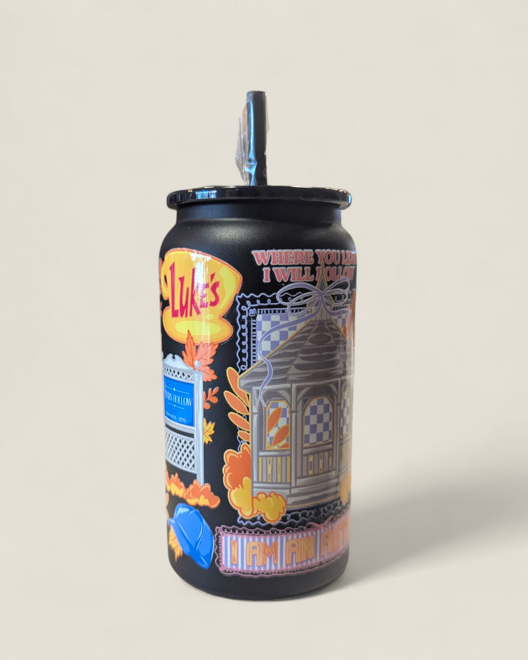 Lindsay's Creations, Fog & Glitter Glass Tumbler with Lid