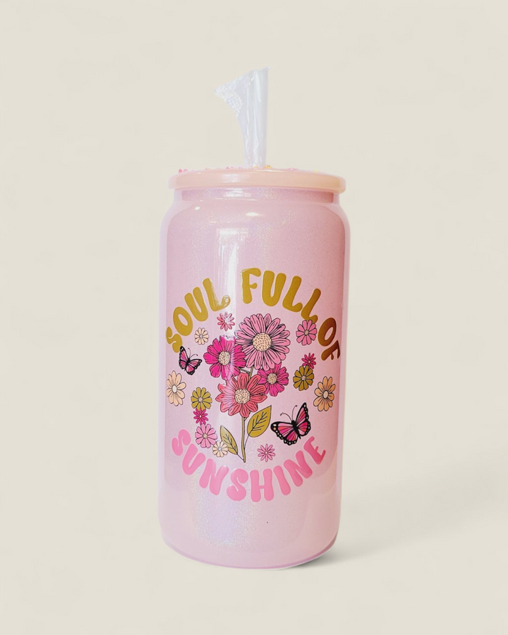 Lindsay's Creations, Fog & Glitter Glass Tumbler with Lid