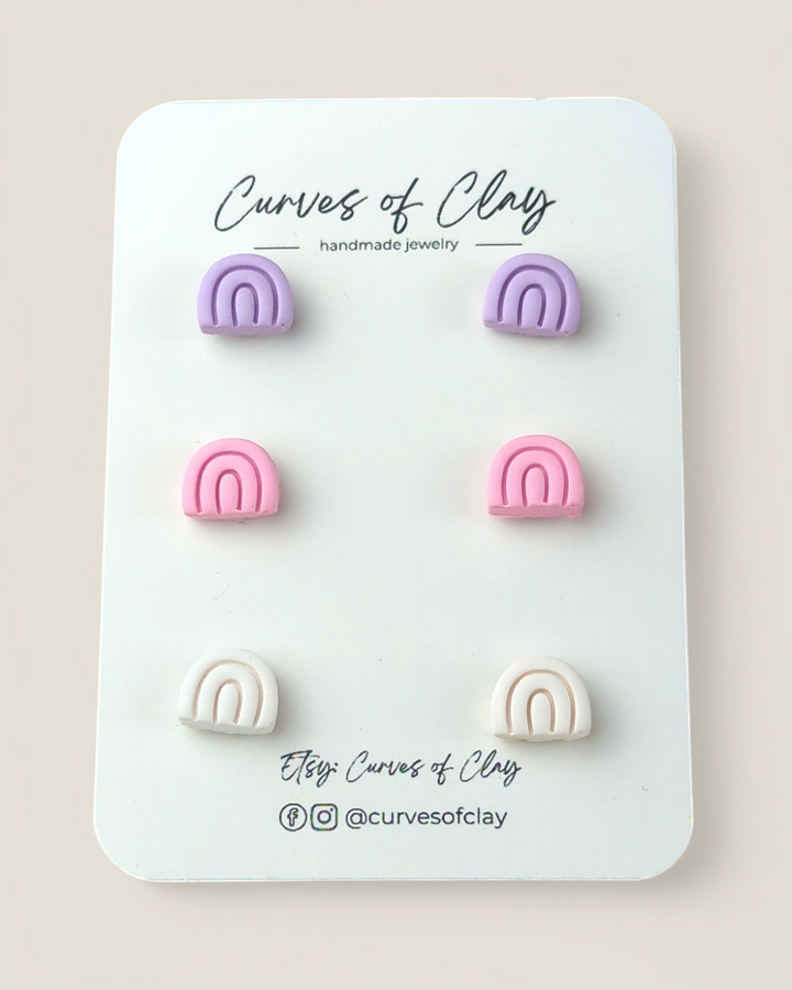 Curves of Clay, Everyday Stud Earrings 3 Pack