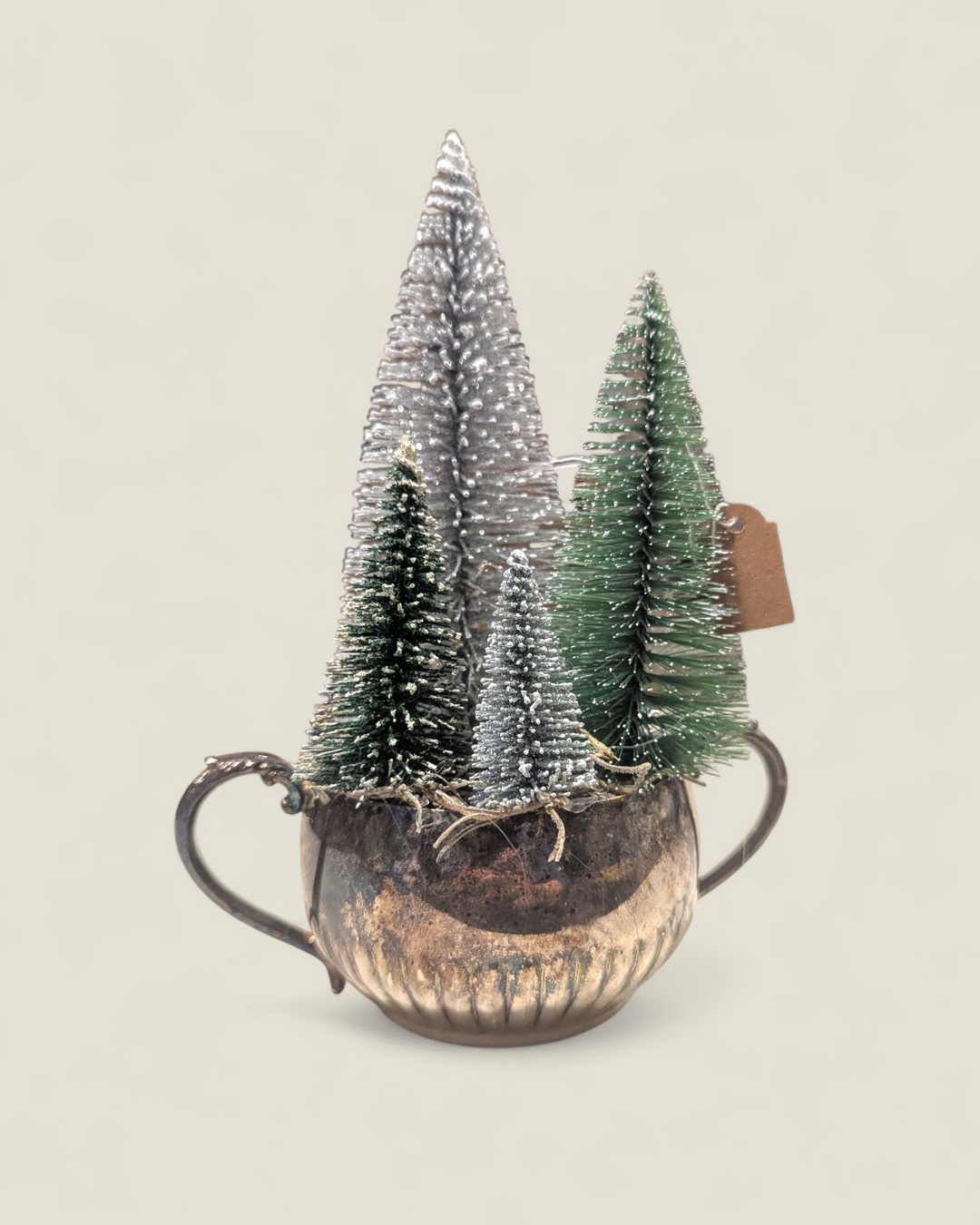 Three-Thirty Design Co, Holiday Bottle Brushed Trees in Vintage Pieces