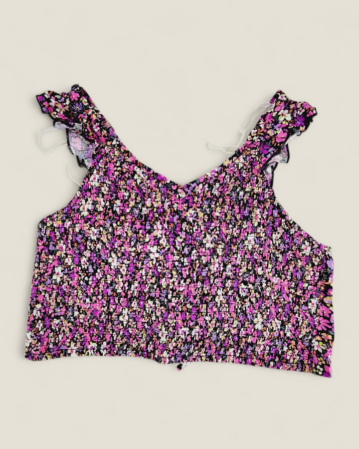 MY SISTERS CLOSET PURPLE FLORAL CROP TOP YOUTH 2XL PRE-LOVED