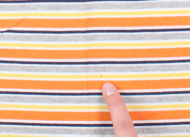 WOODLAND ORANGE/GREY/YELLOW STRIPED TOP 10Y PRE-LOVED (Play Cond.)